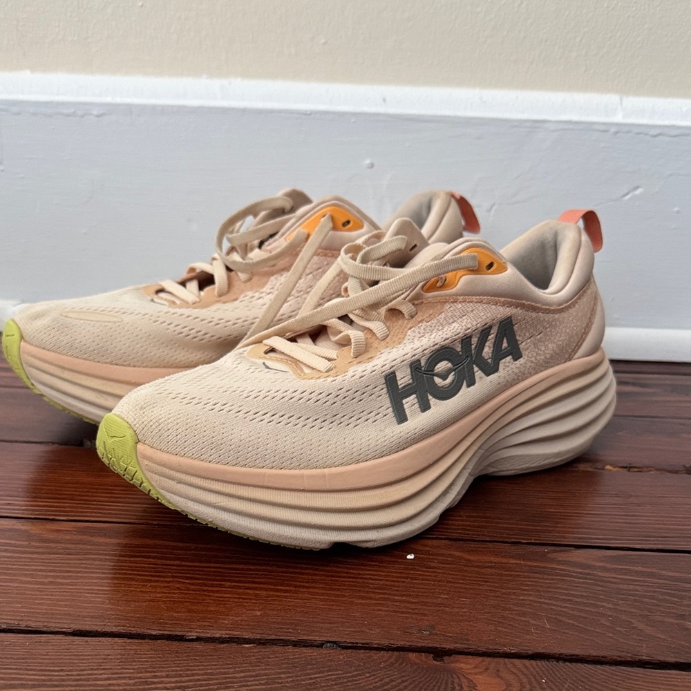 Hoka Women's Tan and Orange Bondi 8